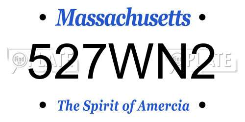 527WN2 Massachusetts License Plate