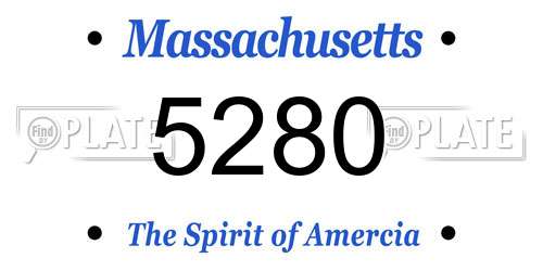5280 Massachusetts License Plate