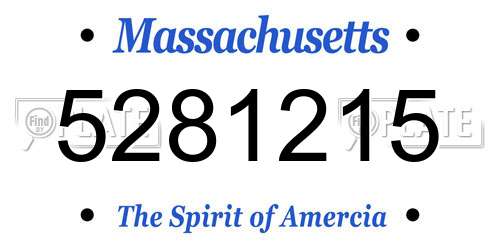 5281215 Massachusetts License Plate