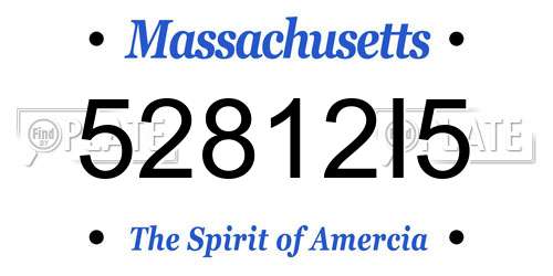 52812I5 Massachusetts License Plate