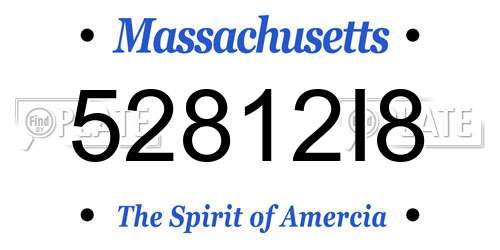 52812I8 Massachusetts License Plate