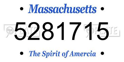 5281715 Massachusetts License Plate
