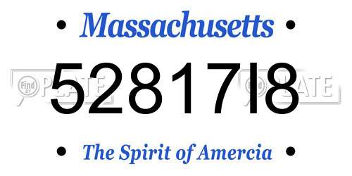 52817I8 Massachusetts License Plate