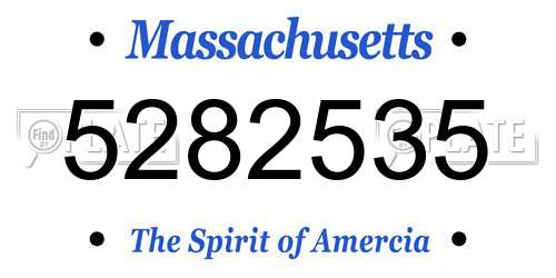 5282535 Massachusetts License Plate