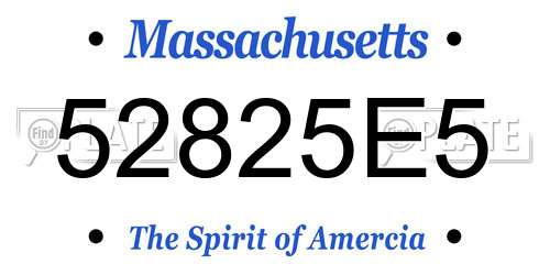 52825E5 Massachusetts License Plate
