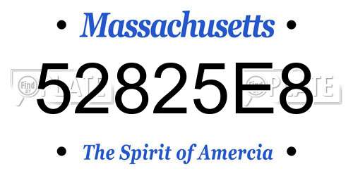 52825E8 Massachusetts License Plate