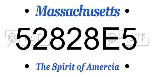 52828E5 Massachusetts License Plate