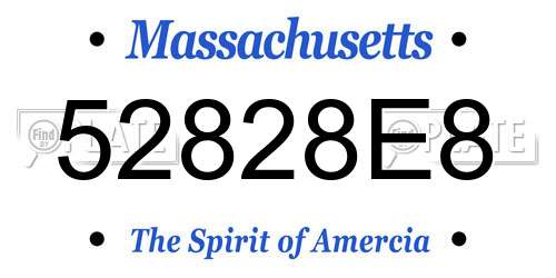 52828E8 Massachusetts License Plate