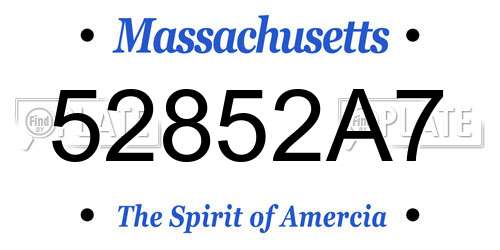 52852A7 Massachusetts License Plate