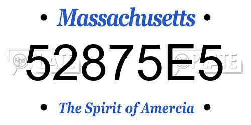52875E5 Massachusetts License Plate