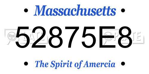 52875E8 Massachusetts License Plate