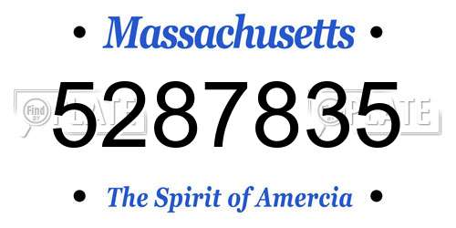 5287835 Massachusetts License Plate