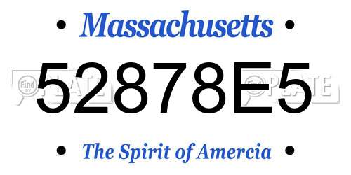 52878E5 Massachusetts License Plate