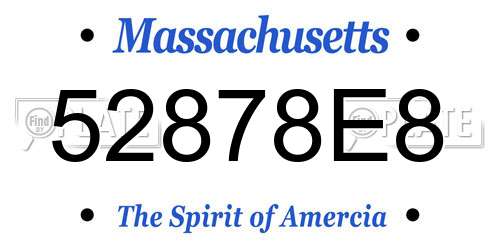 52878E8 Massachusetts License Plate