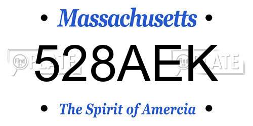 528AEK Massachusetts License Plate