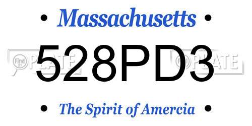 528PD3 Massachusetts License Plate