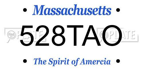 528TAO Massachusetts License Plate