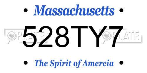 528TY7 Massachusetts License Plate