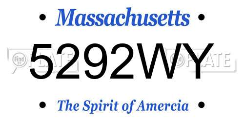 5292WY Massachusetts License Plate