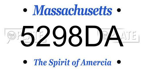 5298DA Massachusetts License Plate