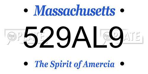 529AL9 Massachusetts License Plate