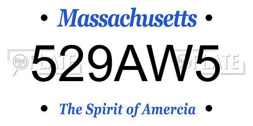 529AW5 Massachusetts License Plate