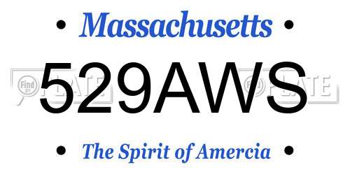 529AWS Massachusetts License Plate