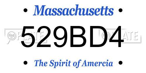 529BD4 Massachusetts License Plate