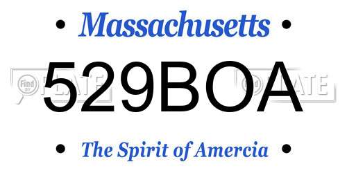 529BOA Massachusetts License Plate