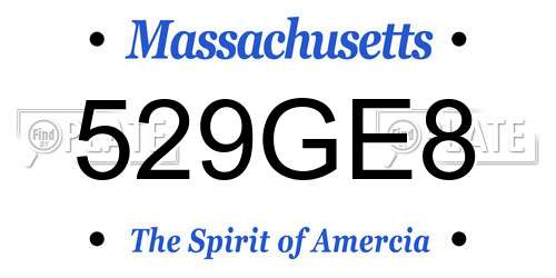 529GE8 Massachusetts License Plate
