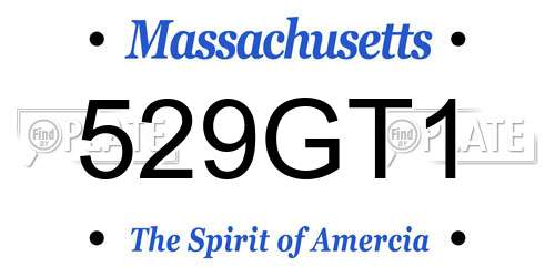 529GT1 Massachusetts License Plate
