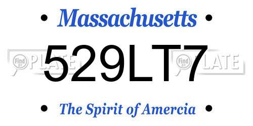 529LT7 Massachusetts License Plate