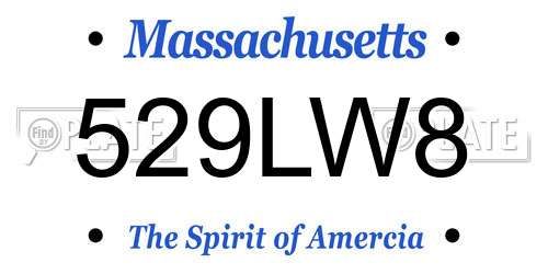 529LW8 Massachusetts License Plate