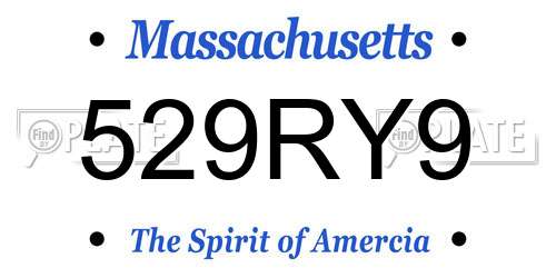 529RY9 Massachusetts License Plate