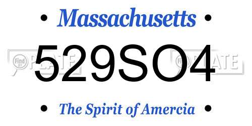 529SO4 Massachusetts License Plate