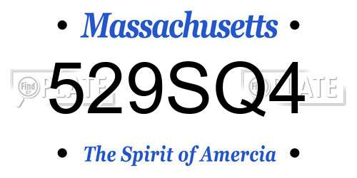 529SQ4 Massachusetts License Plate