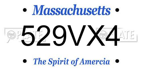 529VX4 Massachusetts License Plate