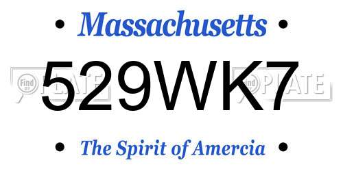 529WK7 Massachusetts License Plate