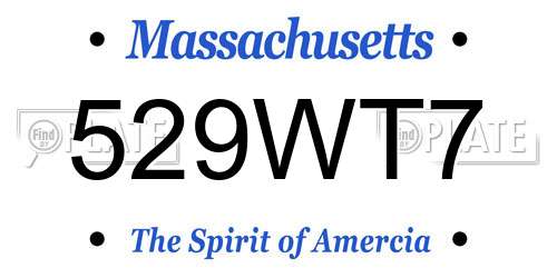 529WT7 Massachusetts License Plate