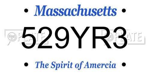 529YR3 Massachusetts License Plate