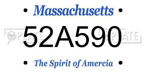 52A590 Massachusetts License Plate