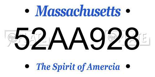 52AA928 Massachusetts License Plate