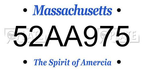 52AA975 Massachusetts License Plate