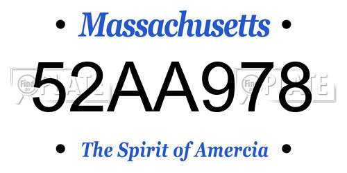 52AA978 Massachusetts License Plate