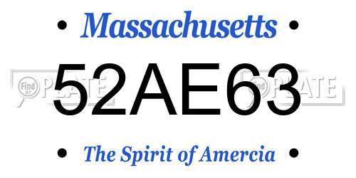 52AE63 Massachusetts License Plate