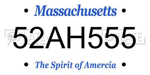 52AH555 Massachusetts License Plate