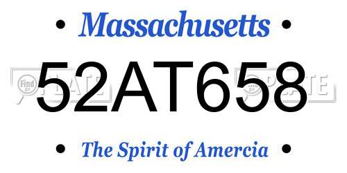 52AT658 Massachusetts License Plate