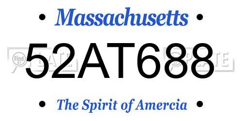 52AT688 Massachusetts License Plate