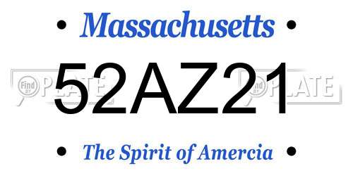 52AZ21 Massachusetts License Plate
