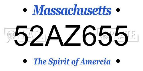 52AZ655 Massachusetts License Plate